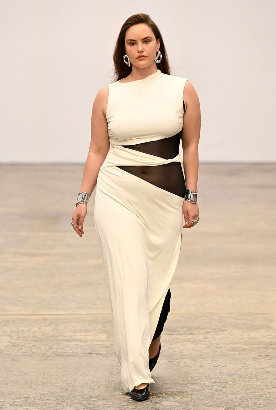 Third Form Interweave Drape Maxi Dress - Cream & Black photo 4