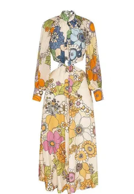 Alemais Farrah Cut Out Midi Dress Print Size 10 photo 3