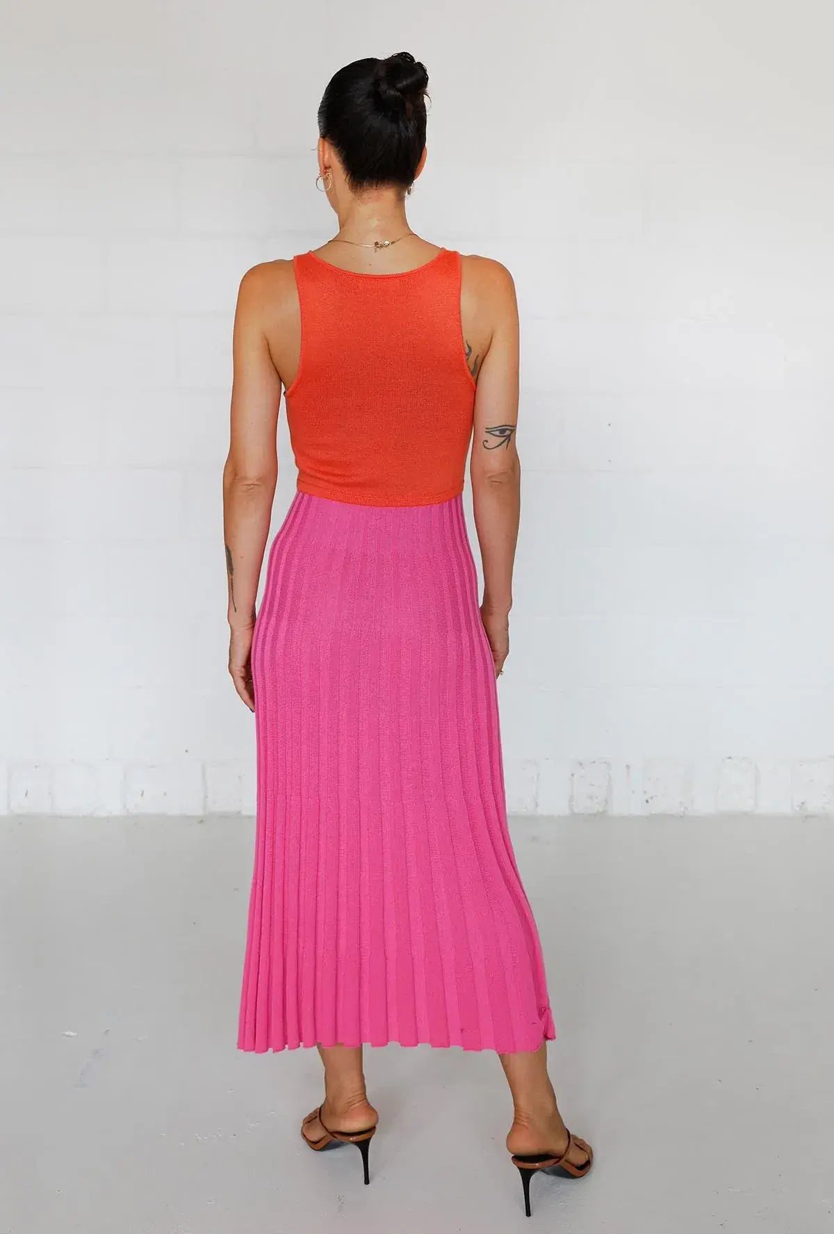 Andean Collective Tamika Dress Flamingo Flame Size S/M photo 3