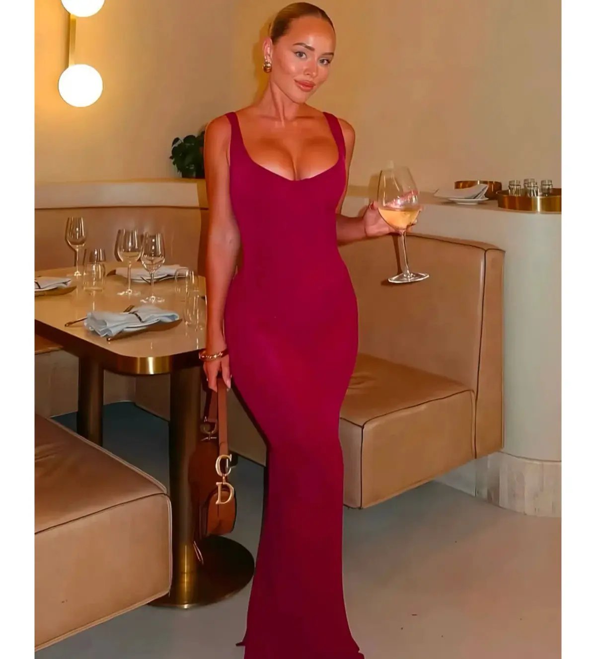 House of CB Robina Maxi Dress Wine Size 8 photo 3