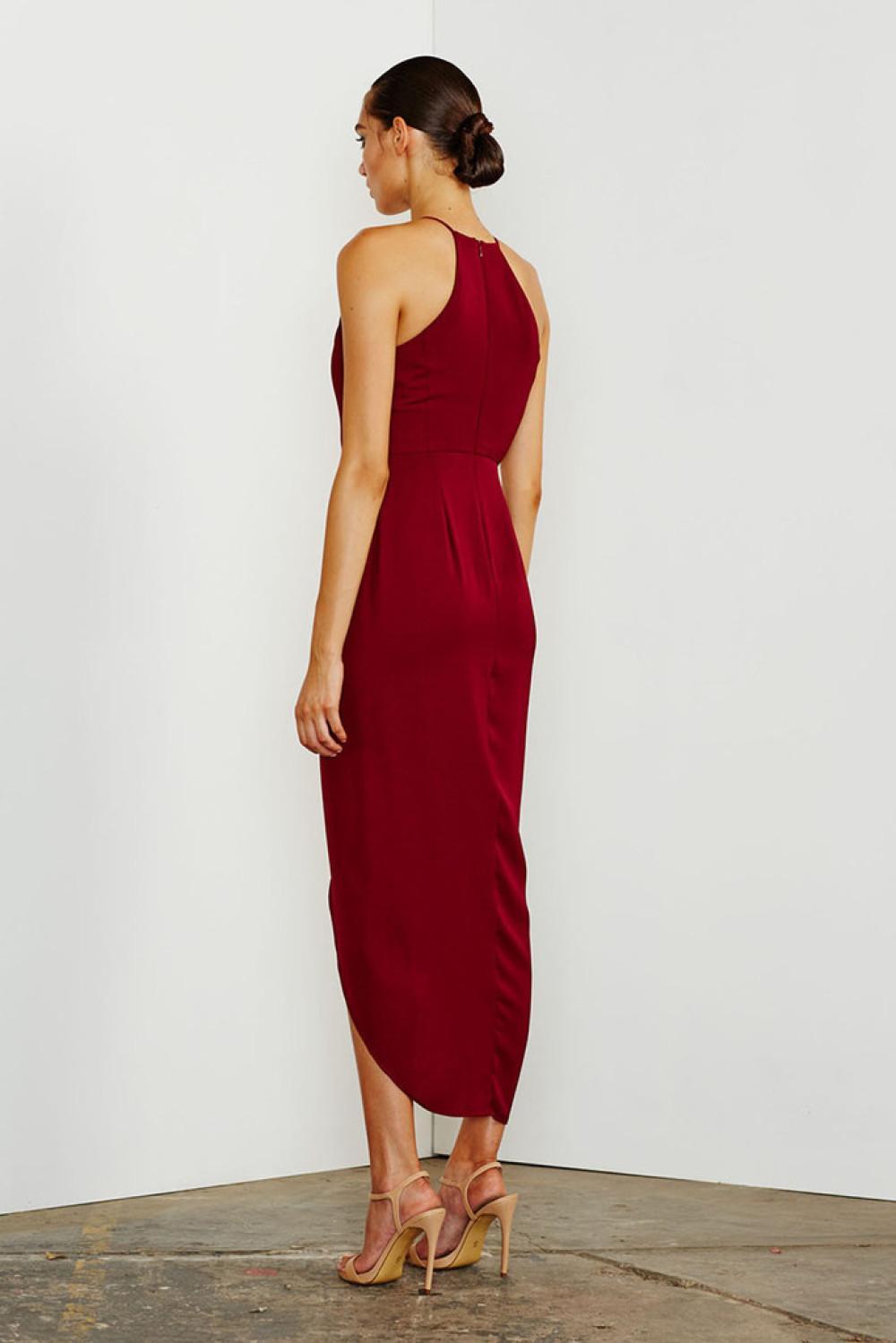 Shona Joy - Core high Neck Ruched Dress - Burgundy photo 2