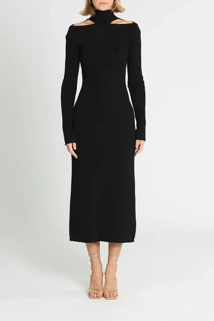 Camilla and Marc Gray Rib Knit Dress in Black Size 10 photo 4