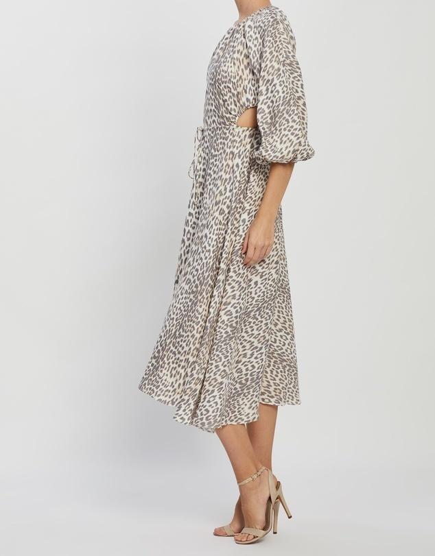 Bec & Bridge Ocelot Linen Midi Dress Print Size 8 photo 5