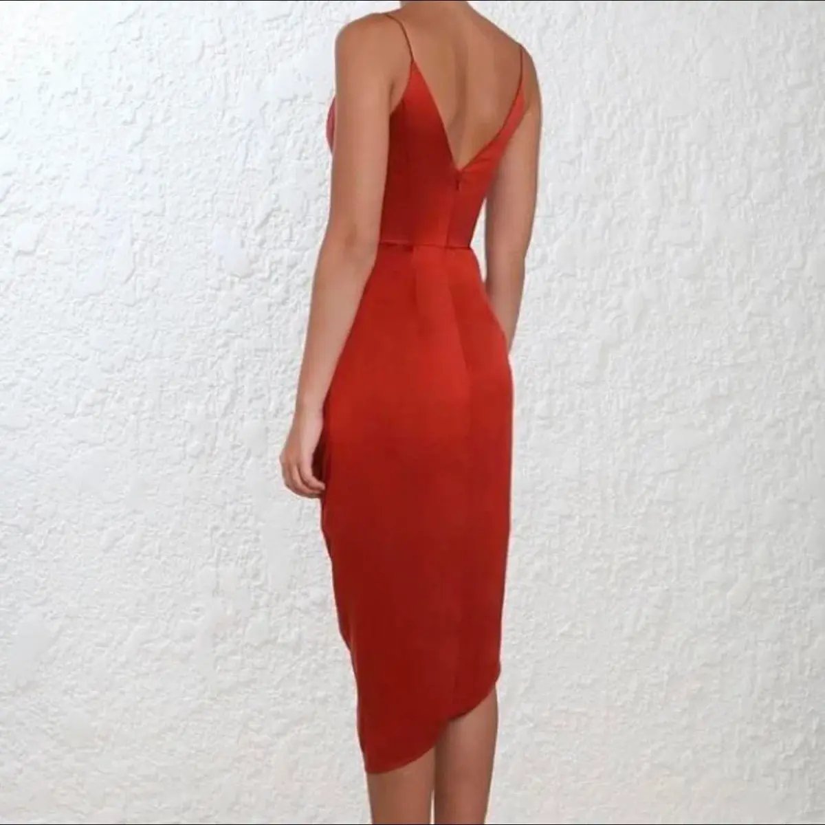 Zimmermann Silk Plunge Drape Dress in Terracotta/Red Size 3/Au 14 photo 2