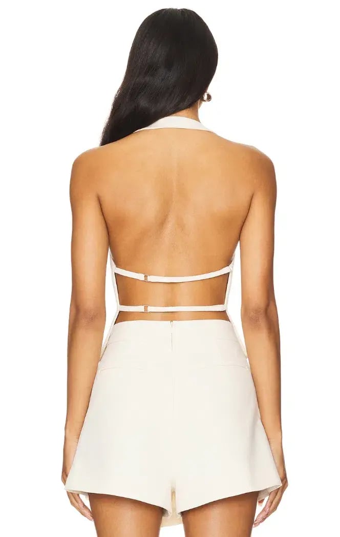 Shona Joy Irena Tailored Open Back Vest Size 6 and Wrap Skort Size 8 Set Rice photo 3