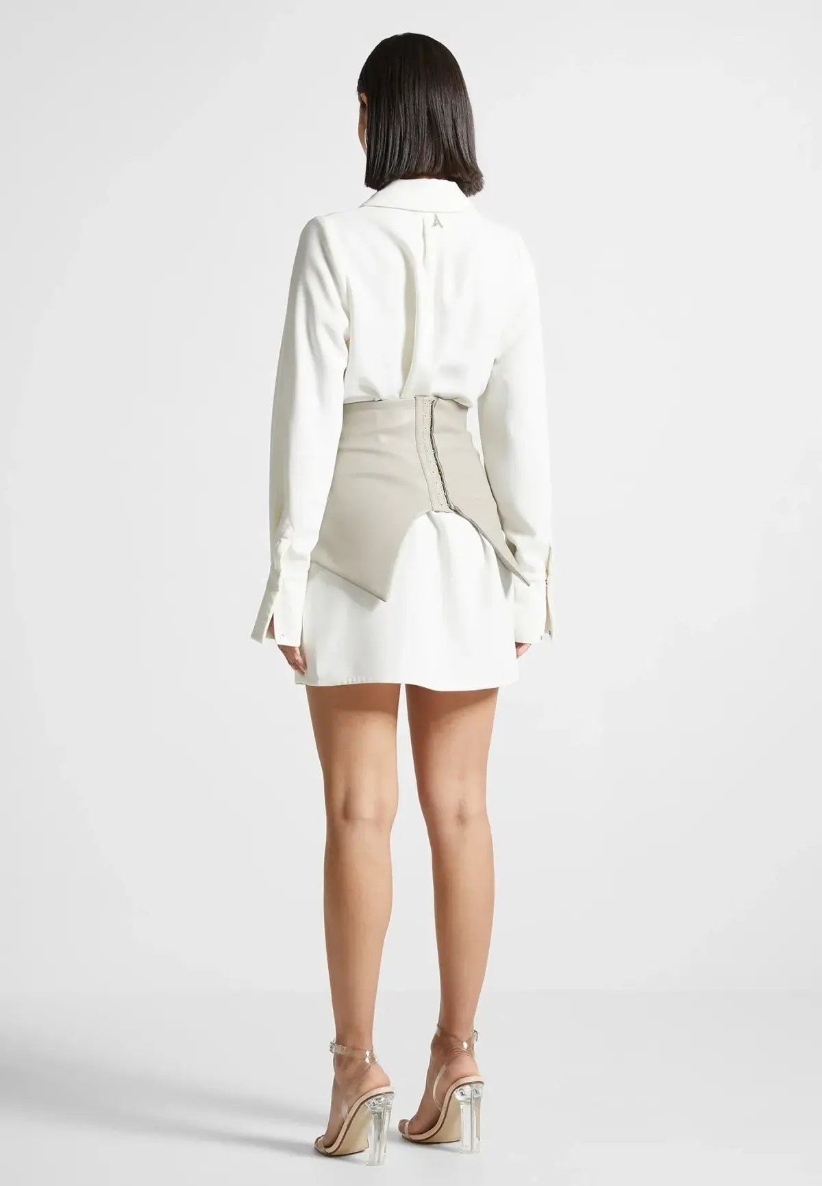 Manière De Voir Corset Shirt Dress - White/Beige photo 3