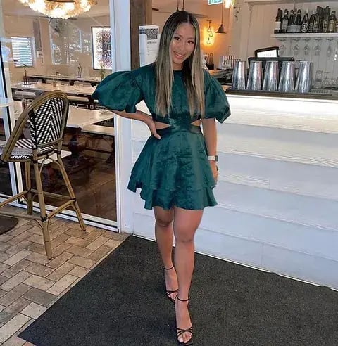Aje Gracious Cut Out Mini Dress Green Size 8 photo 4