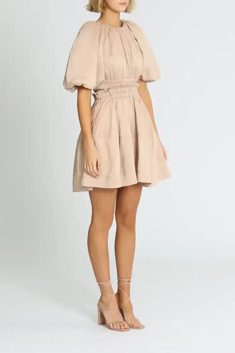 Aje Solitude Cutout Mini Dress in Beige Size 6 photo 2