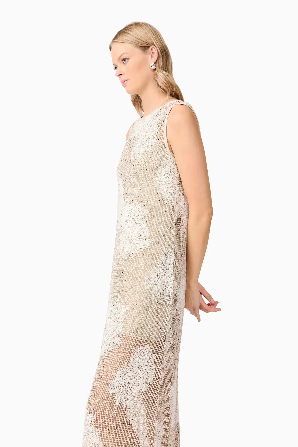 Curaae by Elliatt Samieka Crochet Midi Dress in Beige Size 10 photo 4