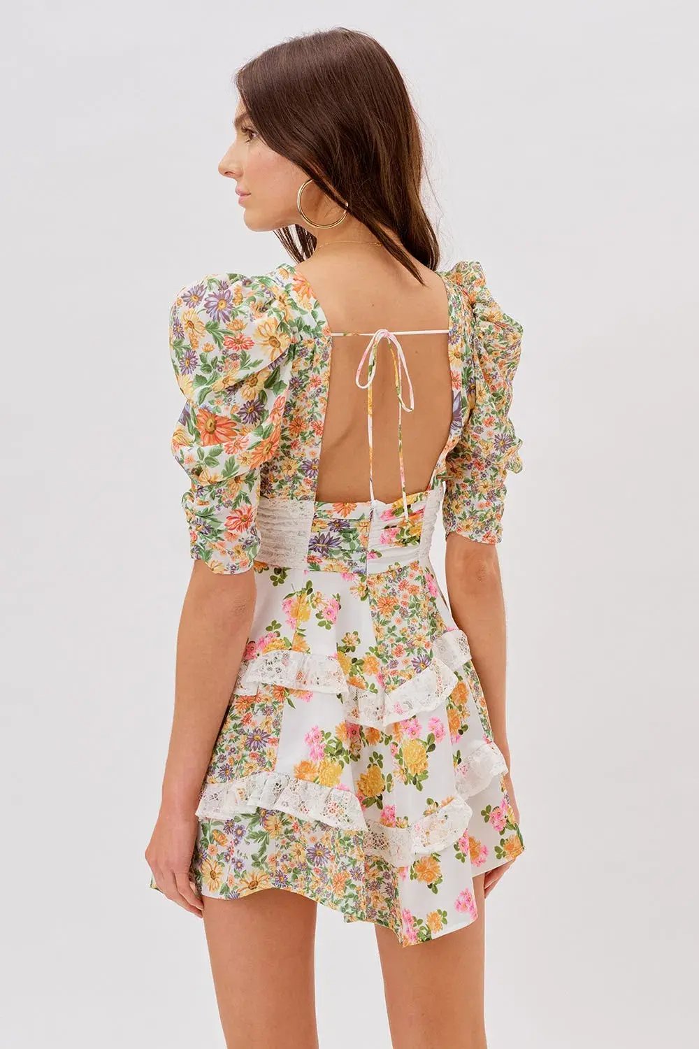 For Love & Lemons Rosalyn Mini Dress Marigold Print Size 8 photo 3