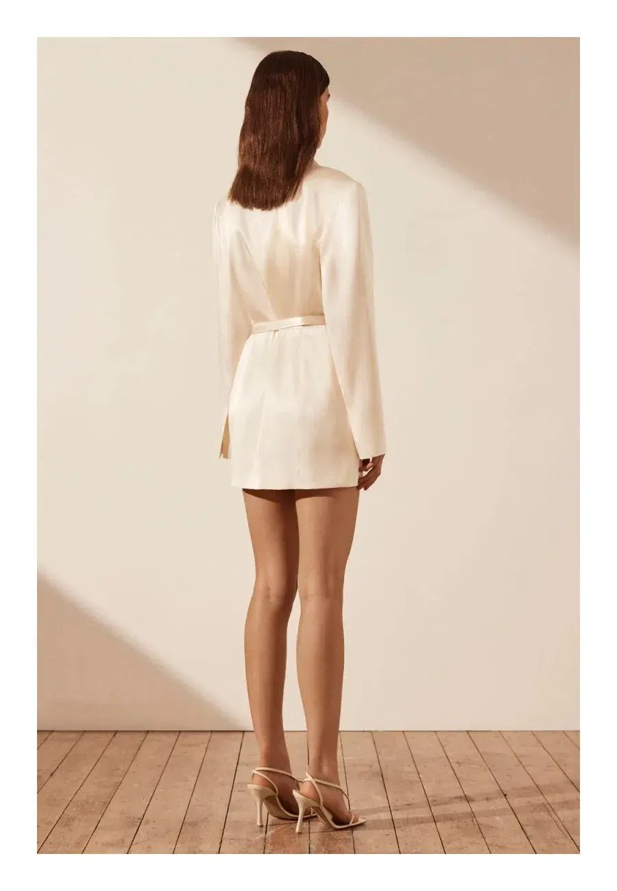 Shona Joy Amura Blazer Dress with Belt Cream Size 8 photo 3