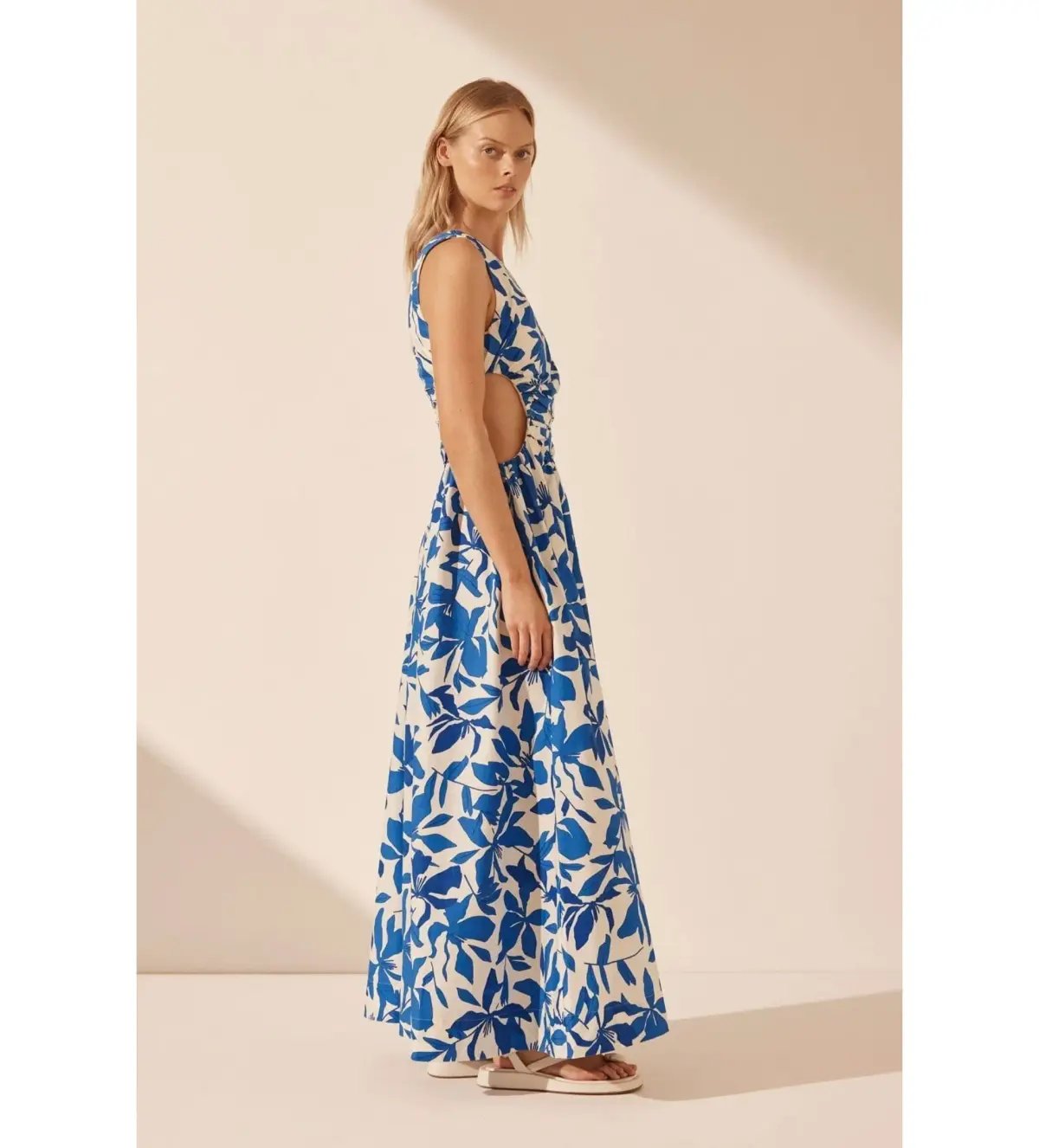Shona Joy Bleue Asymmetrical Cut Out Maxi Dress Size AU 8 photo 3