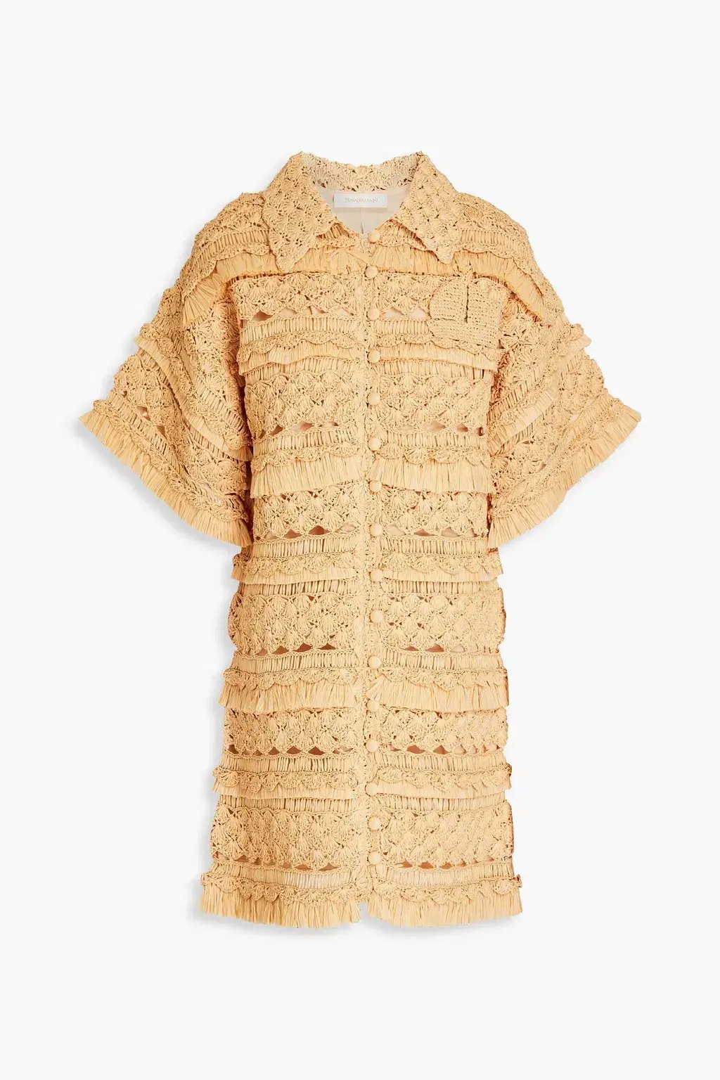 Zimmermann Postcard Crochet Mini Dress Straw Yellow Size 2 / AU 12 photo 3