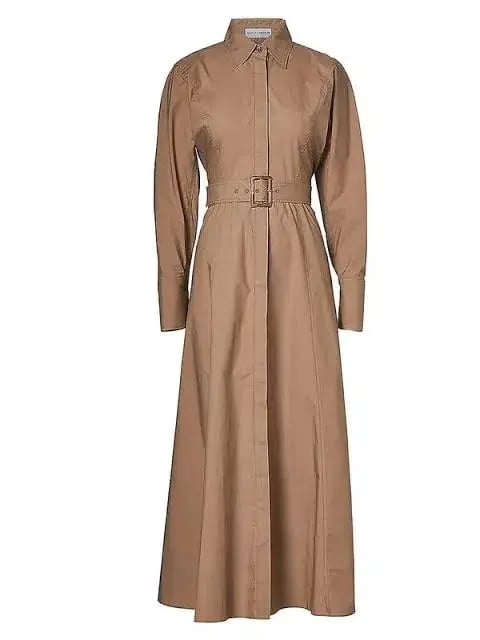 Scanlan Theodore Cotton Trench Midi Dress Cashew Size S / Au 8 photo 3