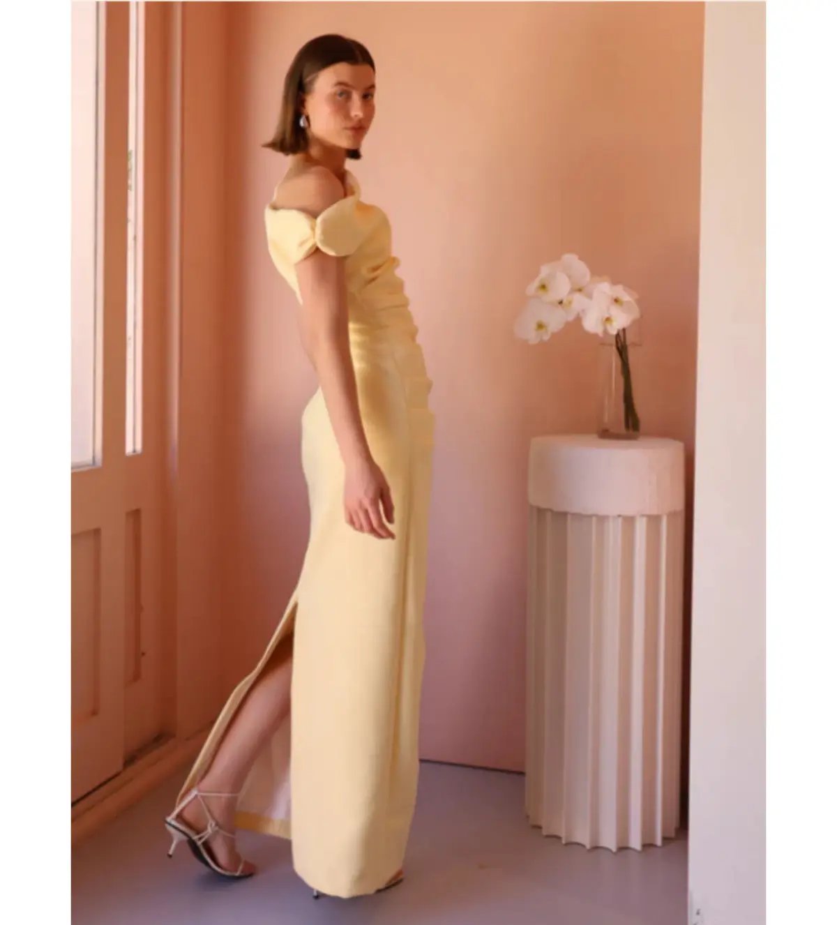 By Nicola Vivian Crepe Maxi Dress in Lemon Size AU 10 photo 4