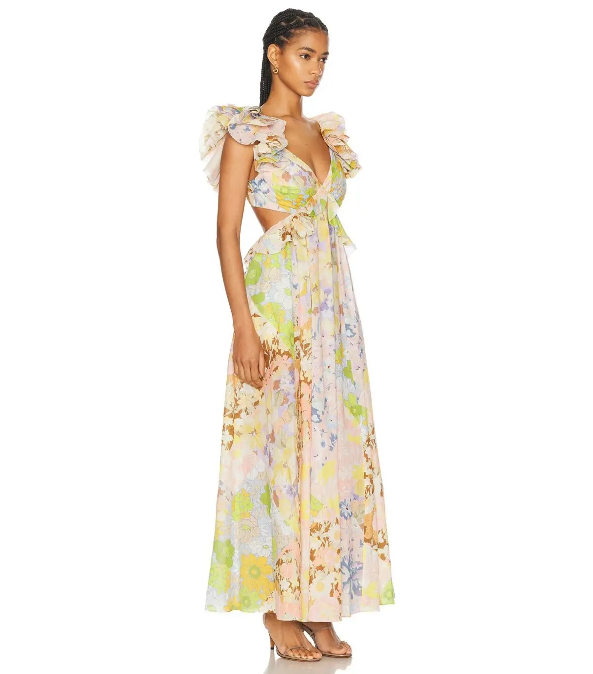 Zimmermann Pop Ruffle Sleeve Midi Dress in Patch Floral Size 0 / AU 8 photo 2