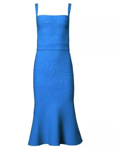 Scanlan Theodore Crepe Knit Bralette Midi Dress Blue Size M / Au 10 photo 2