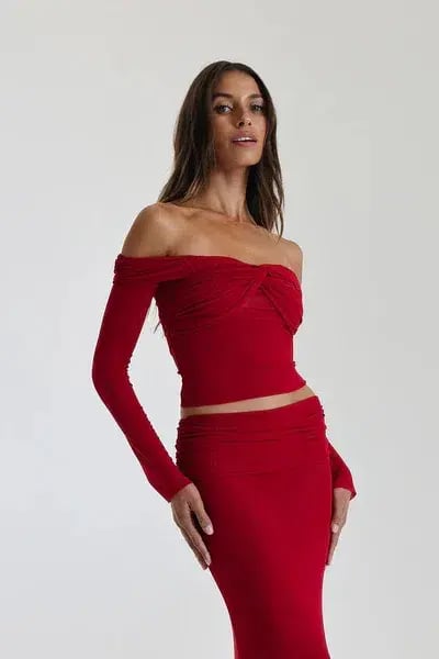 Natalie Rolt Charlotte Crop and Skirt in Cherry Size 1 / AU 8 photo 2