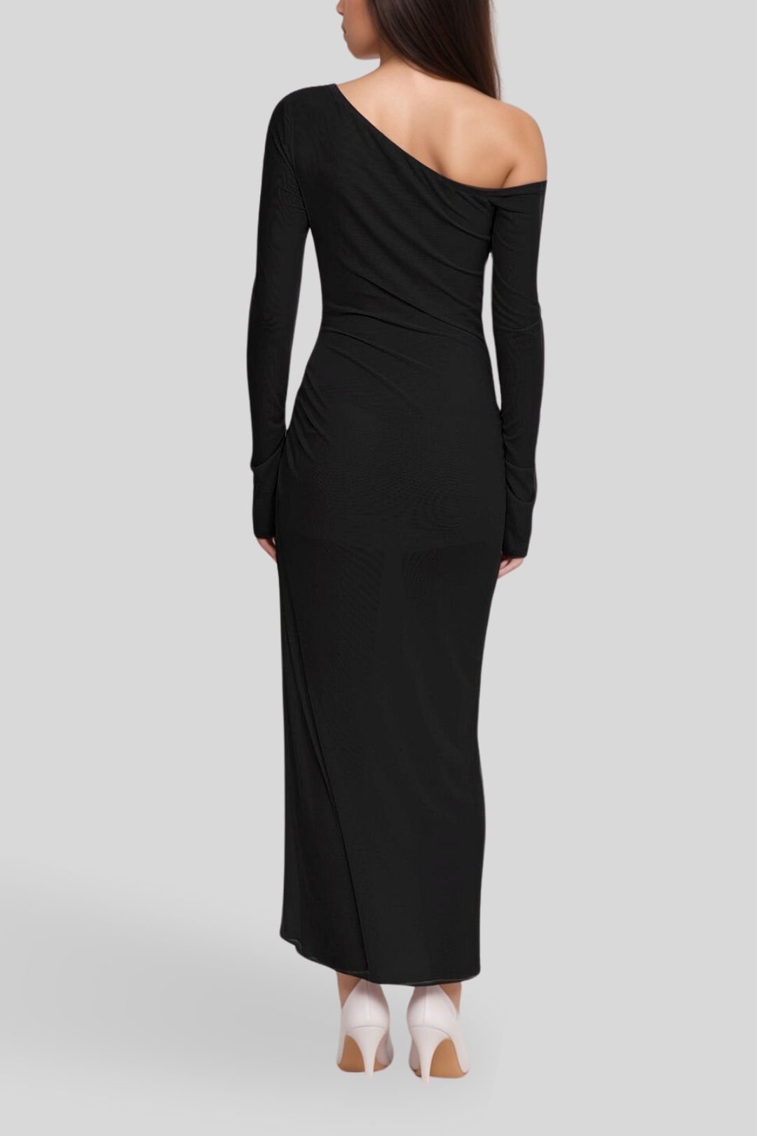 Fae Asym Long Sleeve Dress - Black photo 3