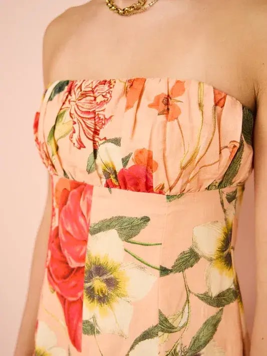 By Nicola Viva Strapless Maxi Dress In Raspberry Punch Floral - Size 8 photo 3