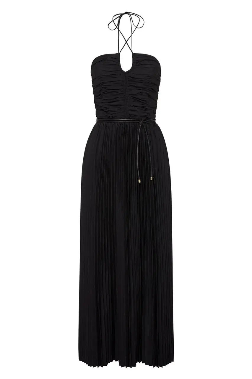 Rebecca Vallance Magdalena Halter Midi Dress Black Size 16 photo 5