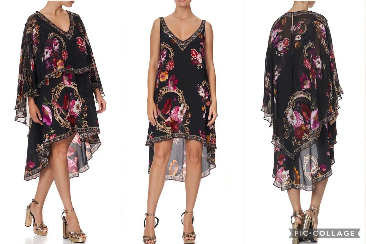 Camilla Mirror Mirror Cape Overlay Dress Black Size 12 photo 5