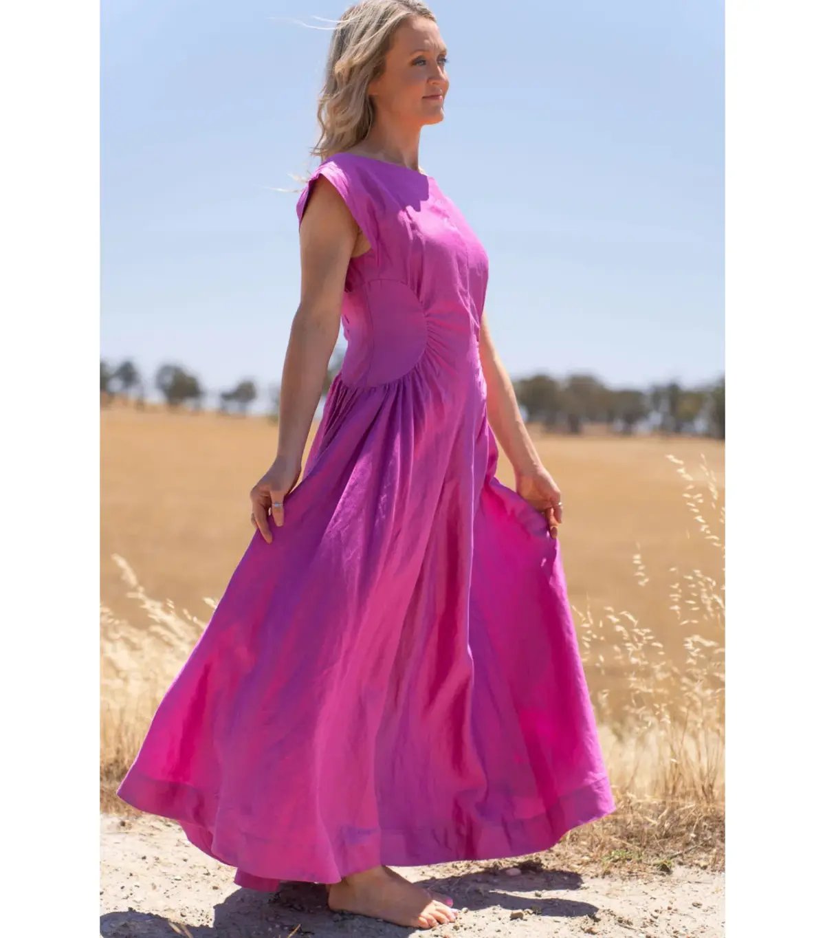 Acler Emery Midi Dress Magenta Size AU 10 photo 4