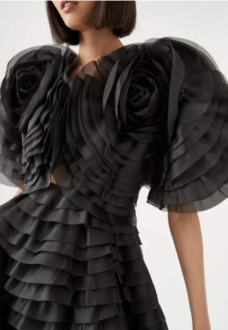 Aje Amour Ruffle Midi Dress Black Size 8 photo 4