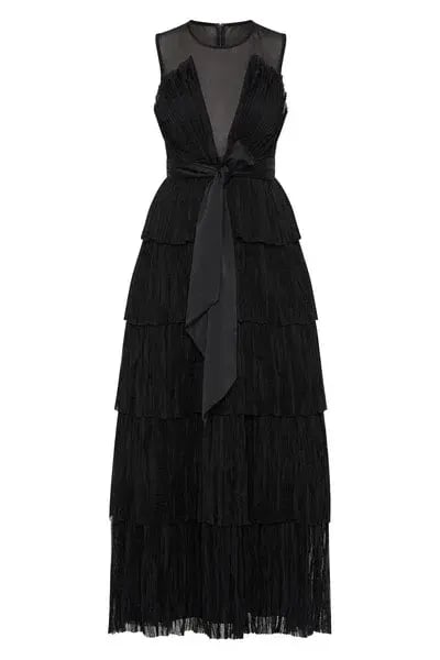 Aje Escapist Black Tiered Maxi Dress Size 10 photo 5