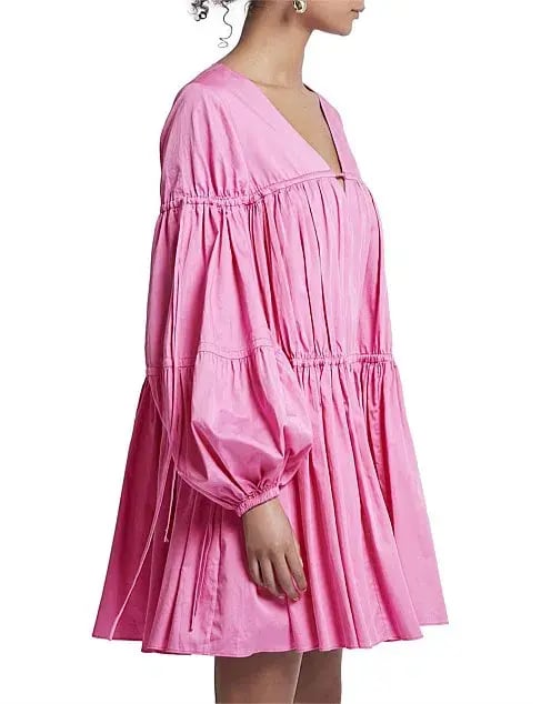 Aje Overture Gathered Smock Mini Dress Pink Size 10 (will fit up to 16) photo 2