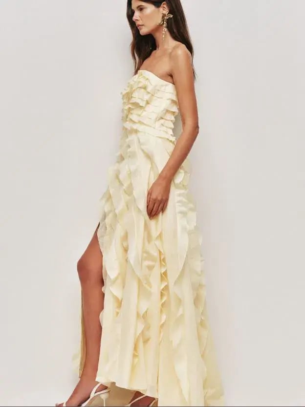 Aje Allaire Gown in Butter Yellow Size 10 photo 3