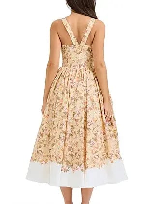 House Of CB Alba Midi Dress Autumnal Honeyflower Print Size 8/S photo 3