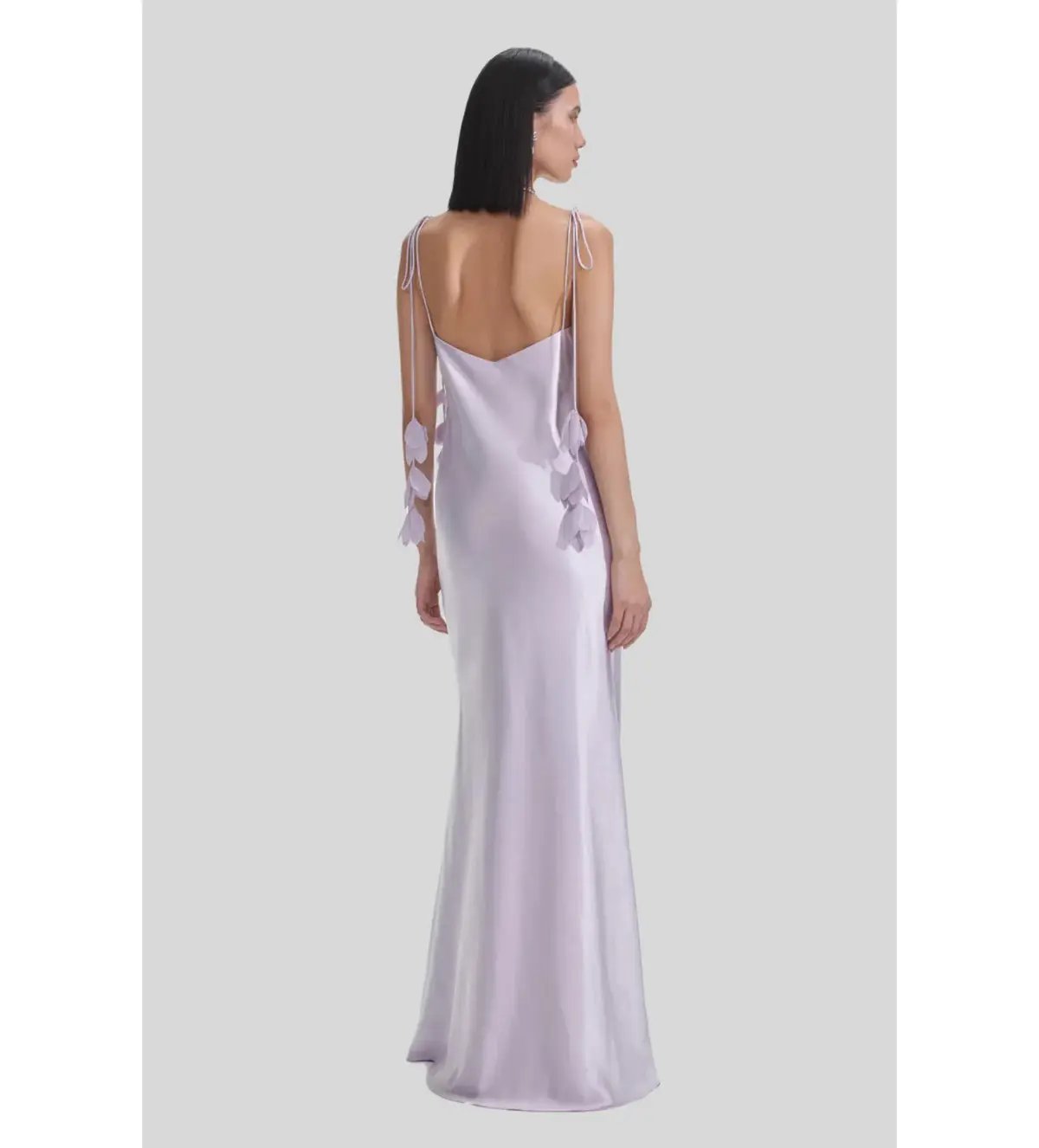 Self Portrait Flower Satin Maxi Dress Lilac Size 8 photo 3