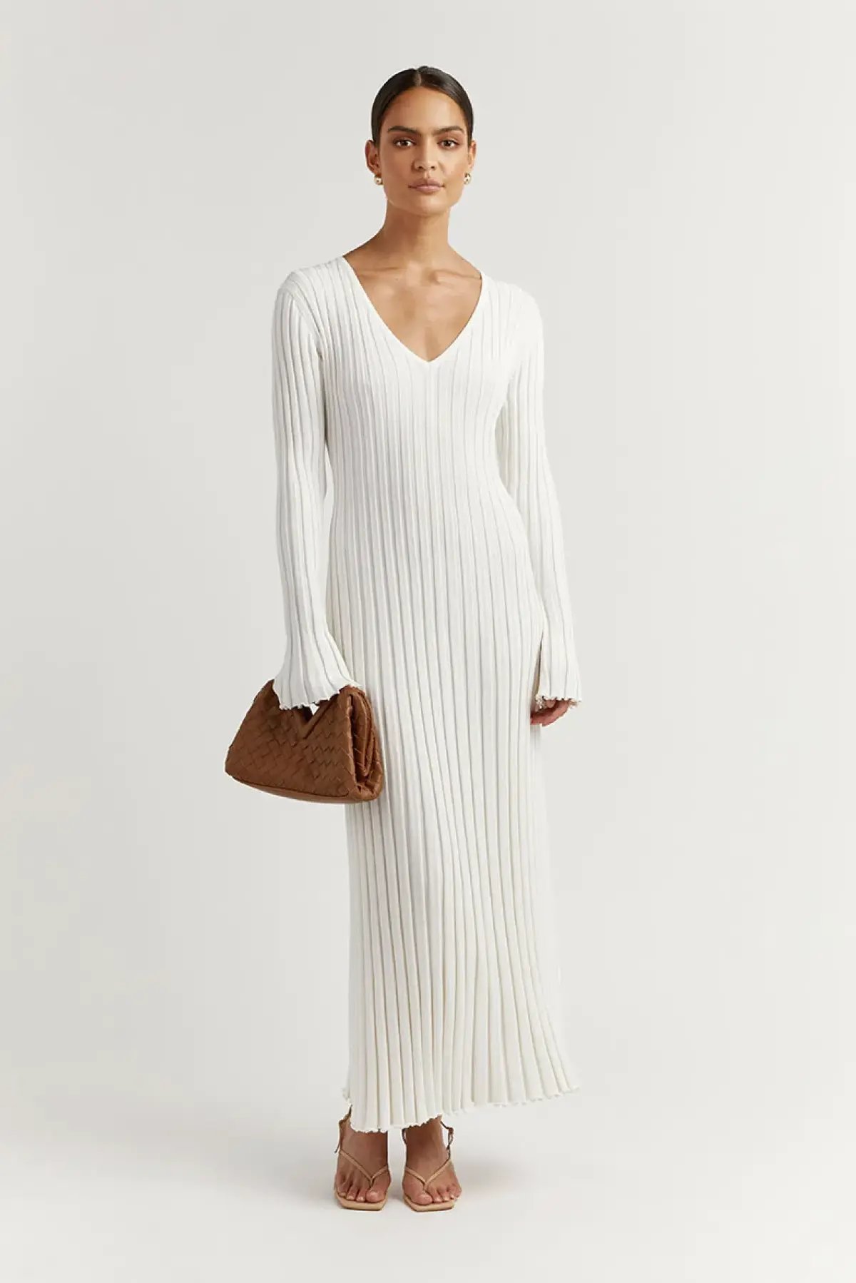 DISSH Reign Sleeve Knit Midi Dress White Size S photo 2