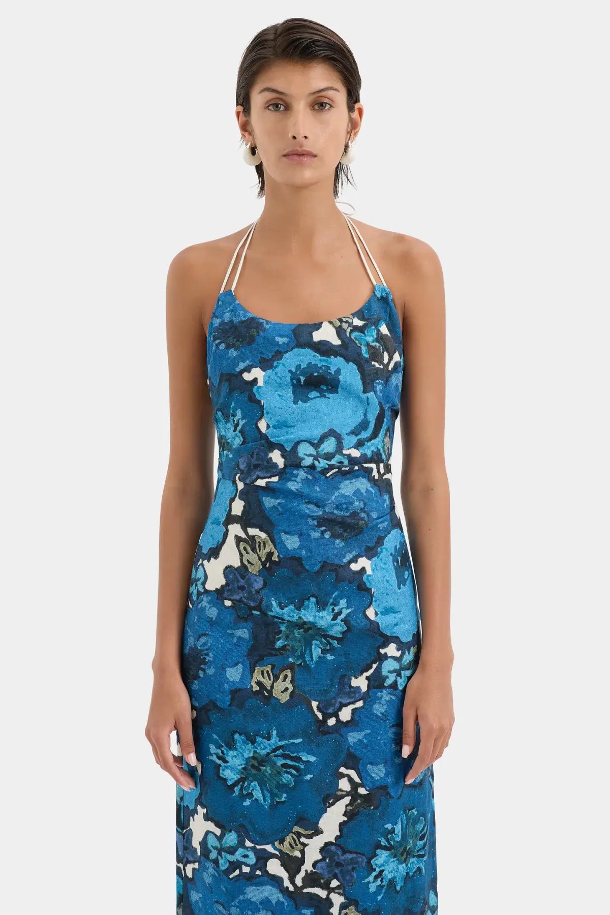 Sir the Label Camellia Midi Dress Blue Flora Print Size 3 (AU 12) photo 5