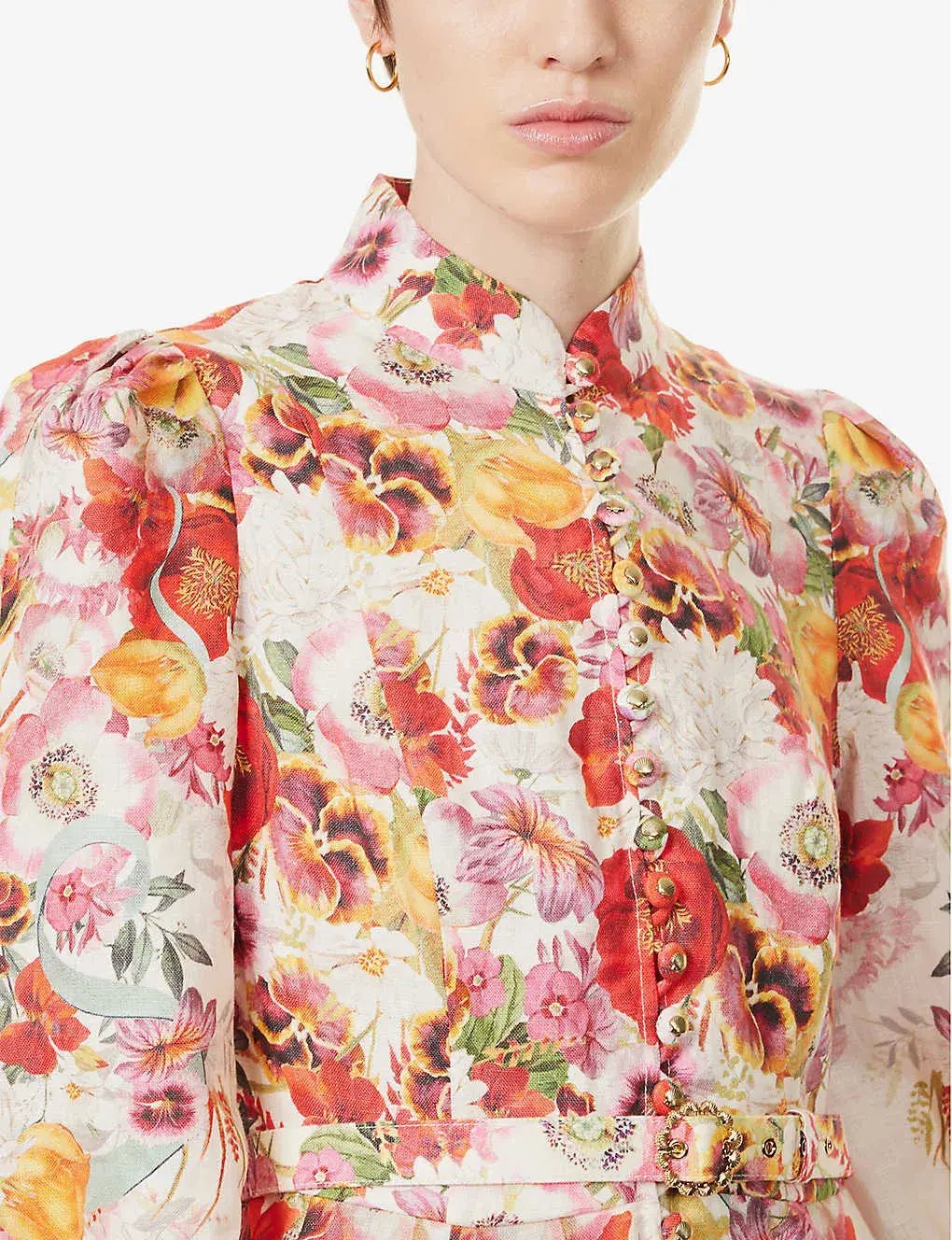 Zimmermann Wonderland Buttoned Mini Dress Floral Size 1 / AU 10 photo 2