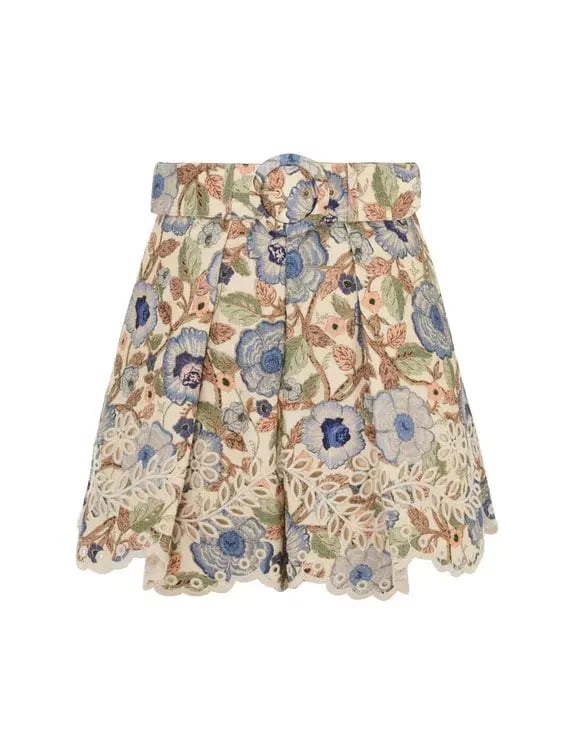 Zimmermann The Junie Embroidered Shirt and Short Set in Ivory/Blue Floral Size 0 / AU8 photo 2