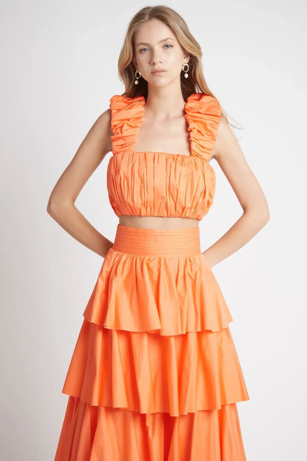 Aje Medina Set Crop Top & Tiered Skirt Orange Size 14 photo 3