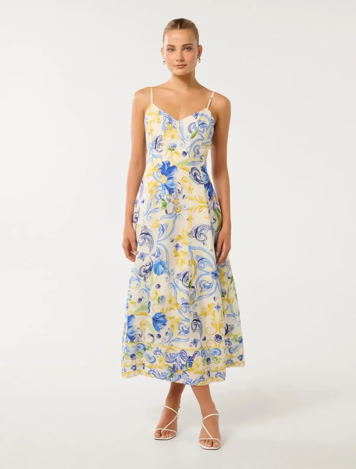 Forever New Chiara Printed Midi Dress Capri Tile Size 12 photo 2