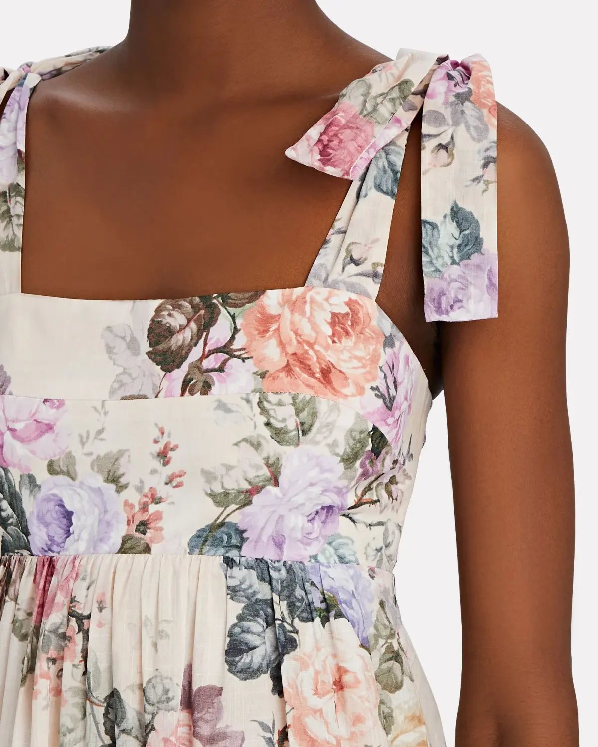 Zimmermann Brighton Antique Floral Shoulder Tie Maxi Dress Blush Size 1 / AU 10 photo 2