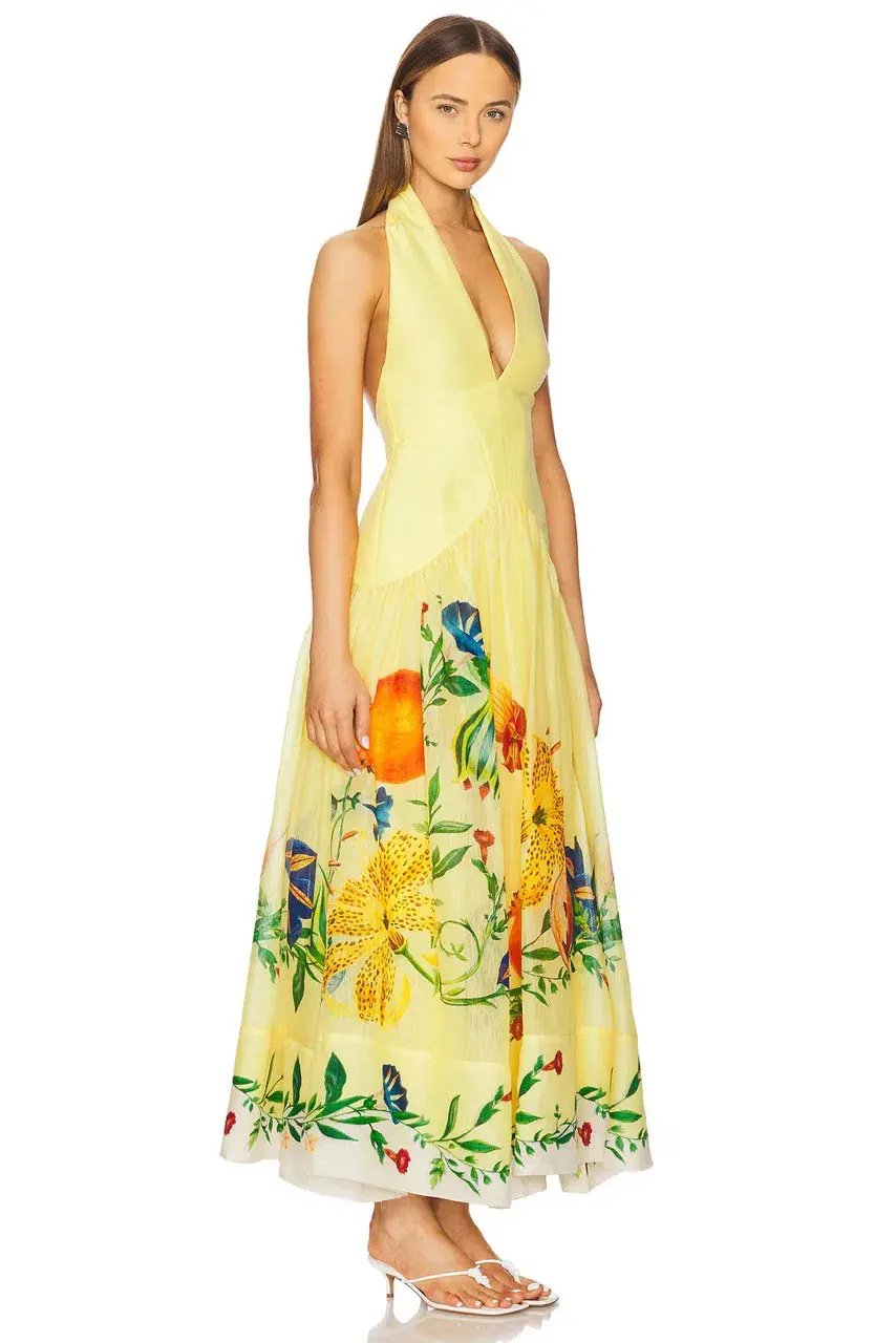 ALEMAIS Dahlia Halter Gown Yellow Size 10 AU photo 18