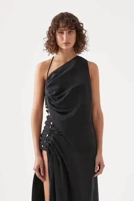 Aje Allure Draped Cami & Mika Split Midi Skirt Set Black Size XS / AU 6 photo 2
