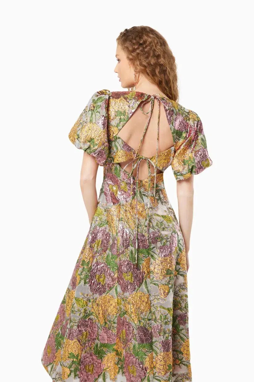 Elliatt Darlene Midi Dress Metallic Floral Size L / AU 12 photo 4