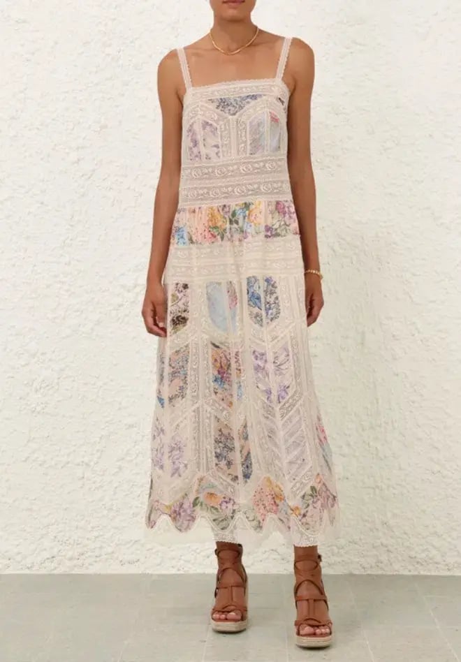 Zimmermann Halliday Lace Trim Slip Dress in Spliced Size 0/ AU 8 photo 3