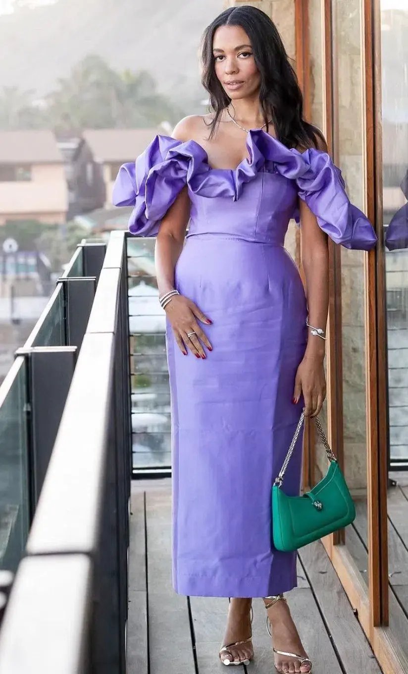 Alemais Suzi Off Shoulder Midi Dress Violet Size 8 photo 3