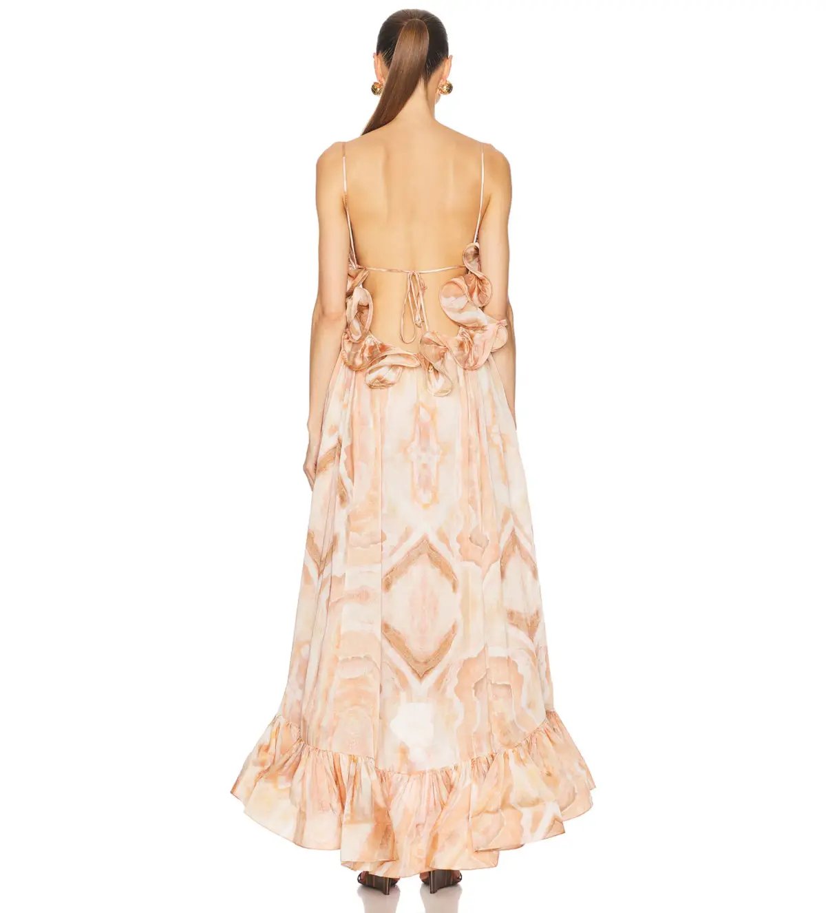 Zimmermann Illuminate Flounce Midi Gown in Guava Agate Size 6 photo 3