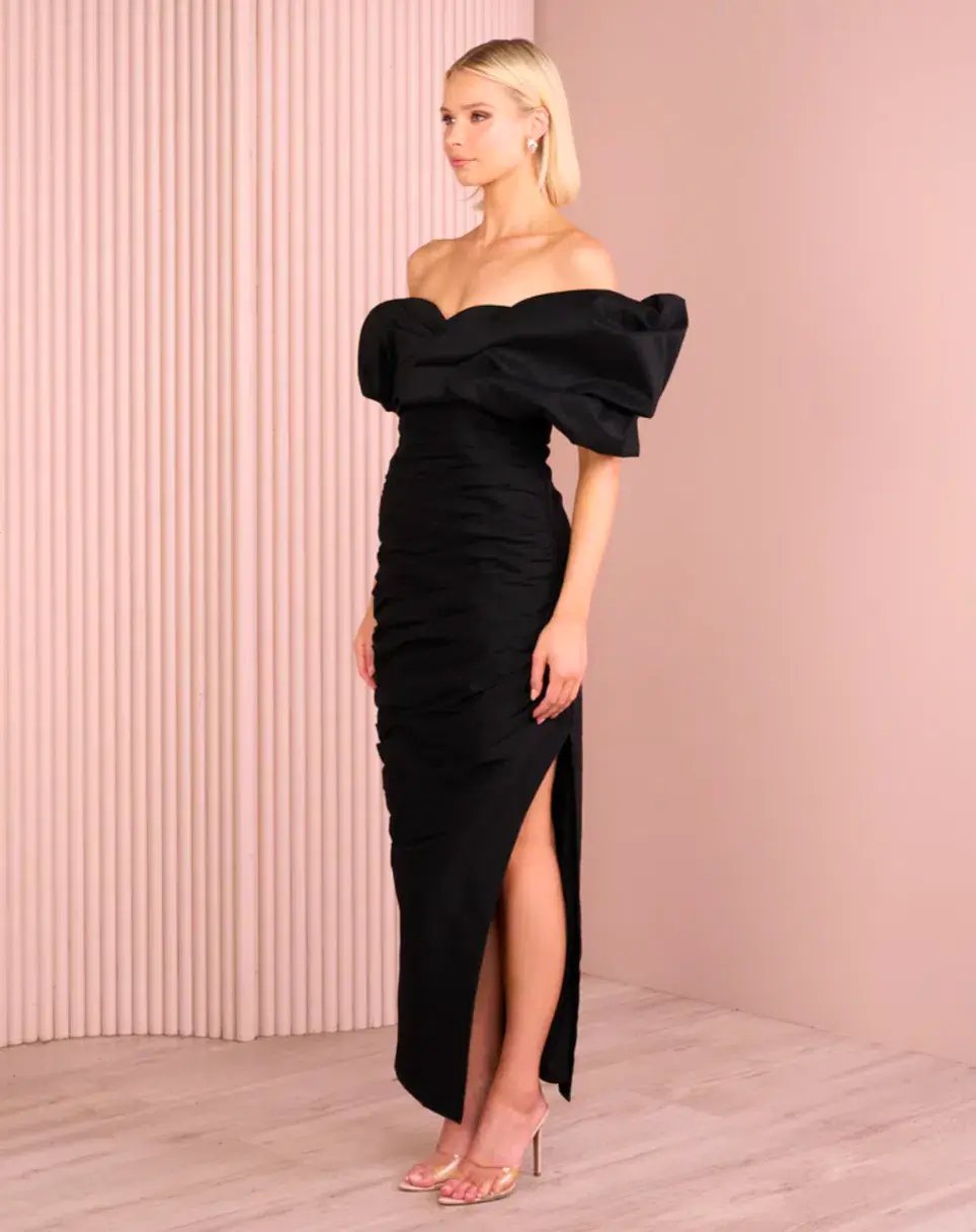 Azzurielle Haylee Puff collar gown Midi Dress in Black Size AU 14 photo 2