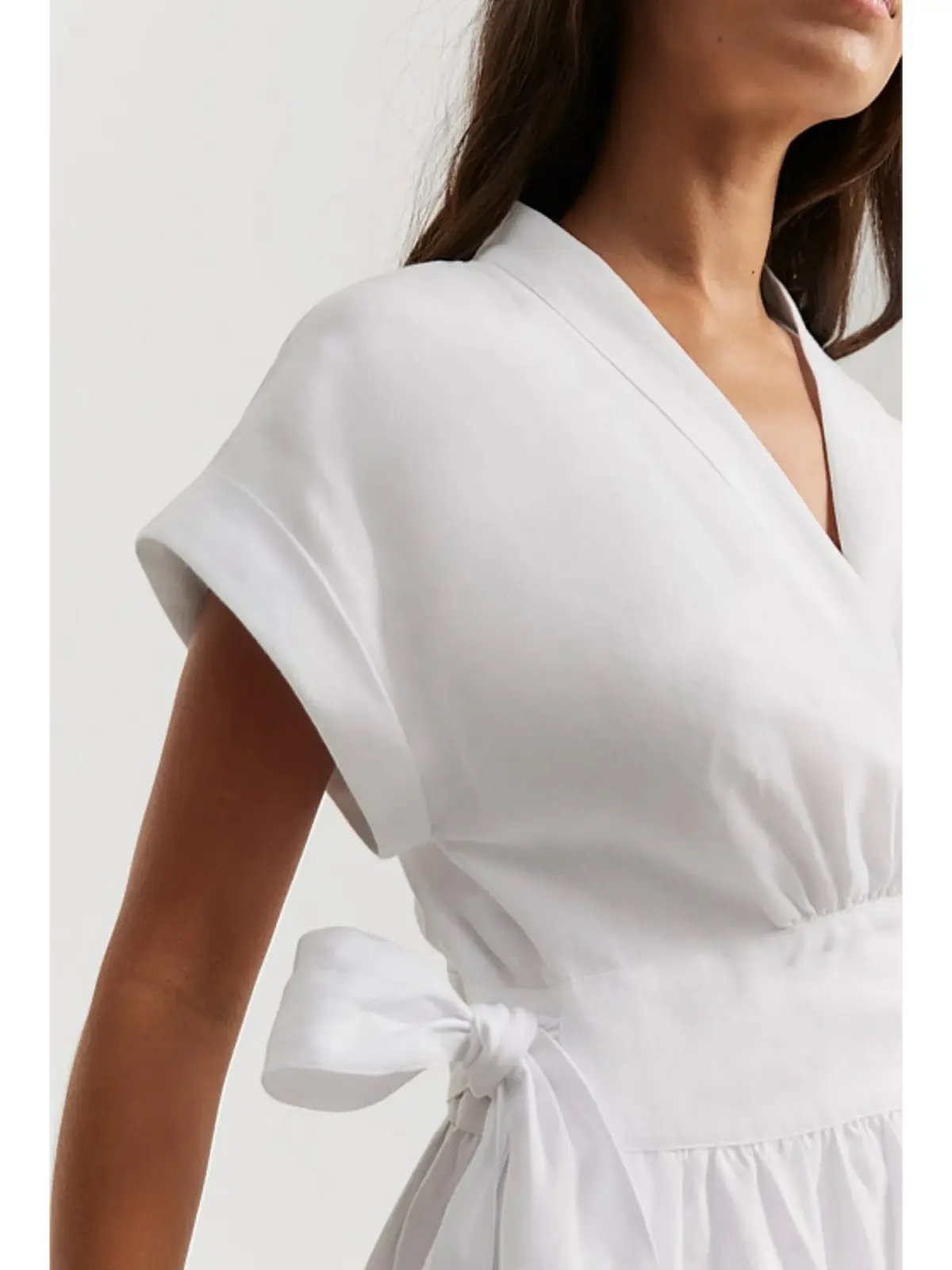 Country Road Organically Grown Linen Wrap Midi Dress White Size AU 10 photo 3