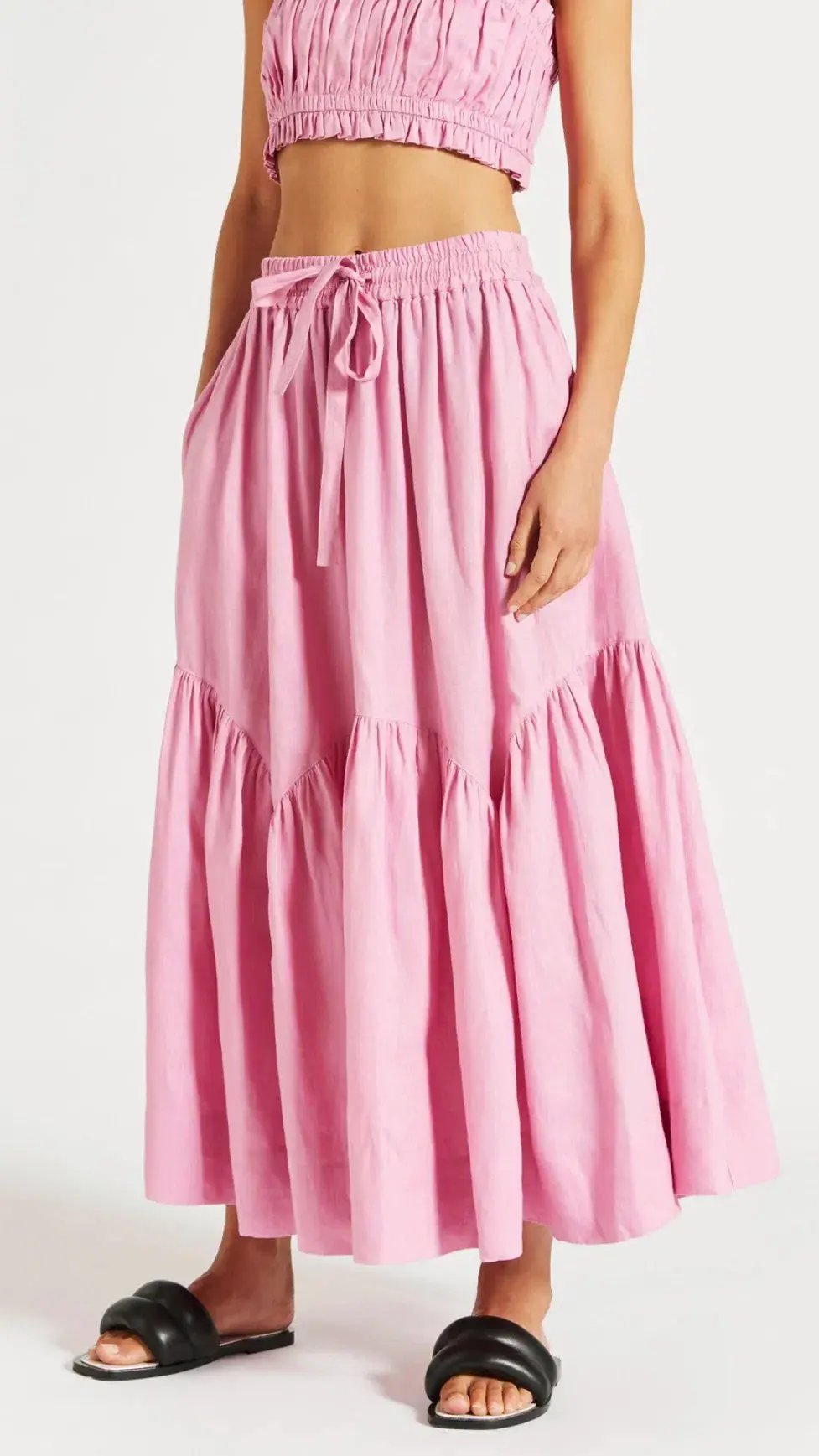 Lee Mathews Ali Top and Maxi Skirt Set Pink Size 10 photo 3