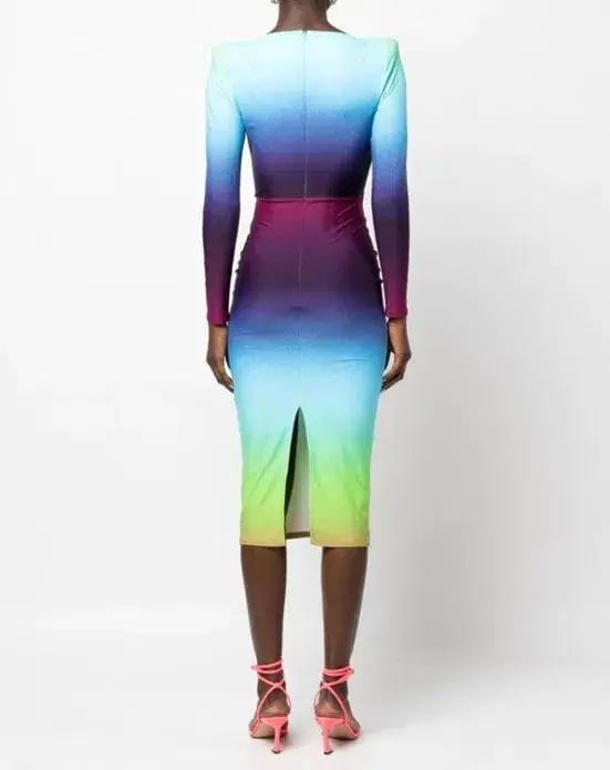 Alex Perry Toryn Ombré Stretch Jersey Midi Dress in Gradient Size 6 photo 3